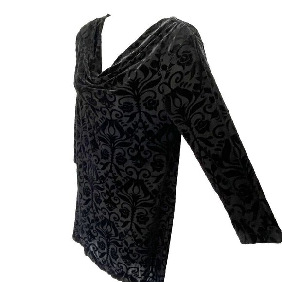 Ruby Ribbon M Cowl Neck Black Floral Velvet Burnout Mini Dress Goth Whimsigoth - Picture 4 of 7